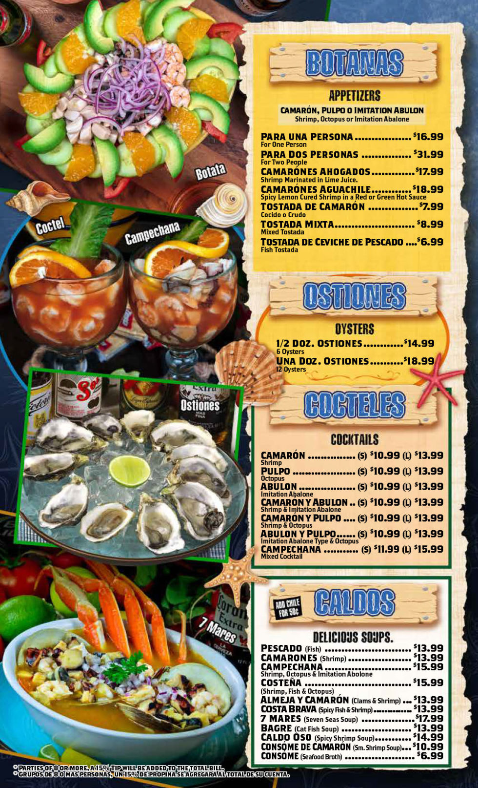 MARISCOS AGUA VERDE MENU | MEXICAN SEAFOOD RESTAURANT